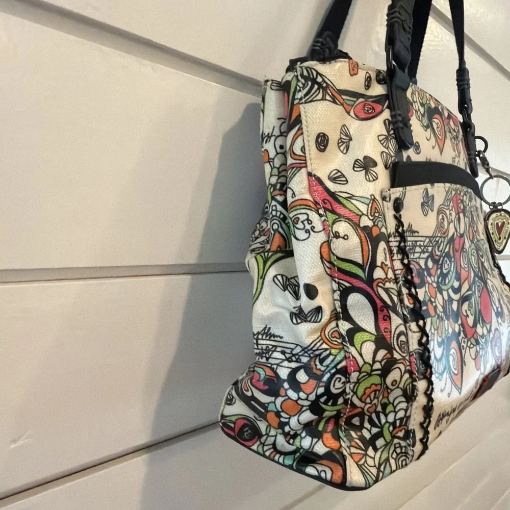 Sakroots Optic Songbird Pattern Bag/purse Rare Style 993 Eight Separate Sections